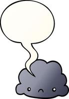 cartoon cloud and speech bubble in smooth gradient style vector