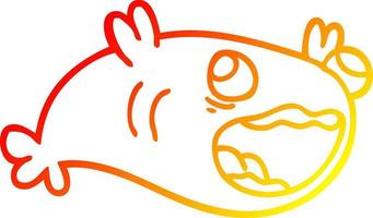 warm gradient line drawing cartoon fish vector