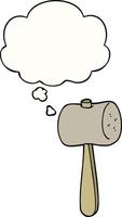 cartoon mallet and thought bubble vector
