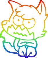 rainbow gradient line drawing cartoon annoyed fox vector