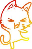 warm gradient line drawing cartoon cat throwing a tantrum vector