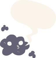 cute cartoon cloud and speech bubble in retro style vector