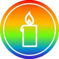 burning candle circular in rainbow spectrum vector