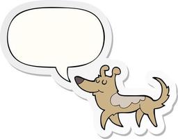 cartoon dog and speech bubble sticker vector