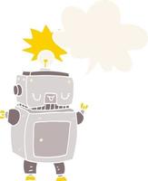 cartoon robot and speech bubble in retro style vector