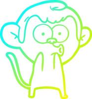 cold gradient line drawing cartoon surprised monkey vector