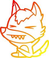 warm gradient line drawing angry wolf cartoon vector