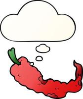 cartoon chili pepper and thought bubble in smooth gradient style vector