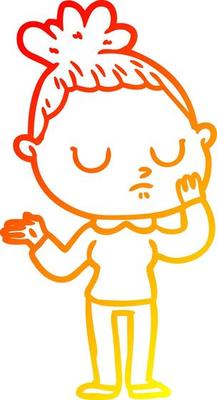 warm gradient line drawing cartoon calm woman