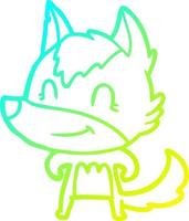 cold gradient line drawing friendly cartoon wolf vector