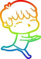 rainbow gradient line drawing cartoon curious boy vector
