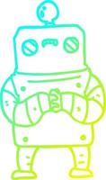 cold gradient line drawing cartoon robot vector