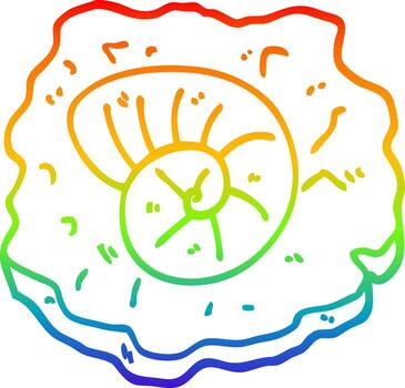 rainbow gradient line drawing cartoon ancient fossil vector
