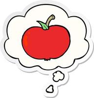 cartoon apple and thought bubble as a printed sticker vector