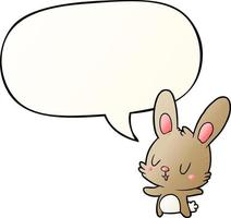 cute cartoon rabbit and speech bubble in smooth gradient style vector