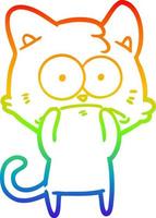 rainbow gradient line drawing cartoon nervous cat vector