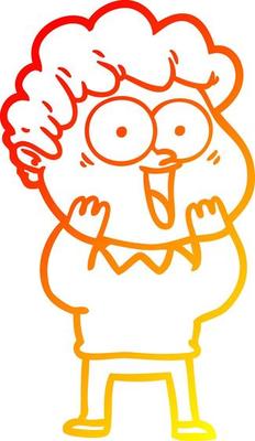 warm gradient line drawing cartoon happy man