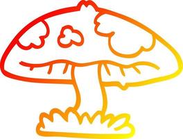 warm gradient line drawing cartoon mushroom vector