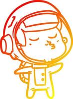 warm gradient line drawing cartoon confident astronaut vector