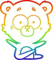 rainbow gradient line drawing surprised bear cartoon vector