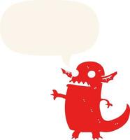 cartoon halloween monster and speech bubble in retro style vector