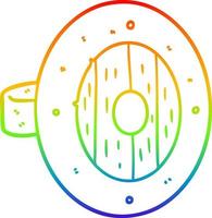 rainbow gradient line drawing viking shield cartoon vector