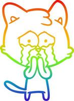 rainbow gradient line drawing cartoon cat vector