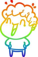 rainbow gradient line drawing cartoon happy man vector
