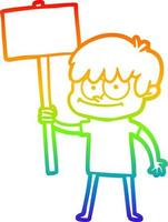 rainbow gradient line drawing happy cartoon man vector