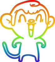 rainbow gradient line drawing cartoon laughing monkey vector