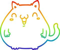 rainbow gradient line drawing cartoon cat vector