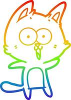gato de dibujos animados divertido de dibujo de línea de gradiente de arco iris vector