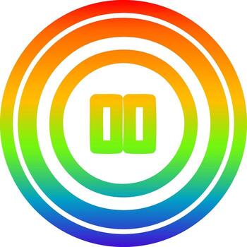 botón de pausa circular en el espectro del arco iris vector