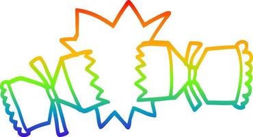 rainbow gradient line drawing cartoon exploding cracker vector