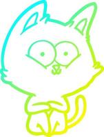 cold gradient line drawing cartoon cat vector