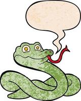 caricatura, serpiente, y, burbuja del discurso, en, retro, textura, estilo vector