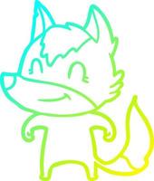 cold gradient line drawing friendly cartoon wolf vector