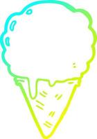 helado de dibujos animados de dibujo de línea de gradiente frío vector