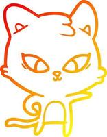 warm gradient line drawing cute cartoon cat vector