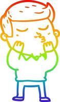 rainbow gradient line drawing cartoon model guy pouting vector