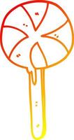 warm gradient line drawing cartoon lollipop vector