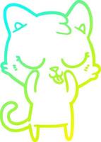 cold gradient line drawing cartoon cat vector