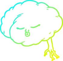 cold gradient line drawing cartoon brain vector
