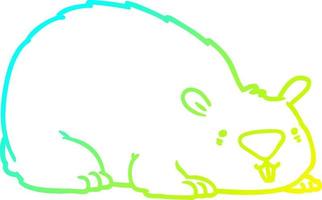 cold gradient line drawing cartoon wombat vector