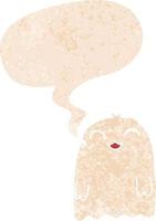 cartoon ghost and speech bubble in retro textured style vector