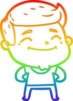 rainbow gradient line drawing happy cartoon fashion man vector