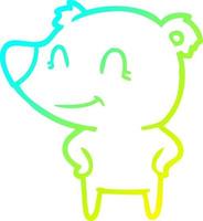 cold gradient line drawing friendly bear with hands on hips vector