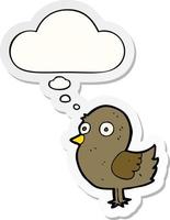 cartoon bird and thought bubble as a printed sticker vector
