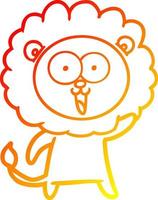 warm gradient line drawing happy cartoon lion vector