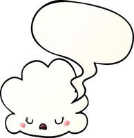 cute cartoon cloud and speech bubble in smooth gradient style vector